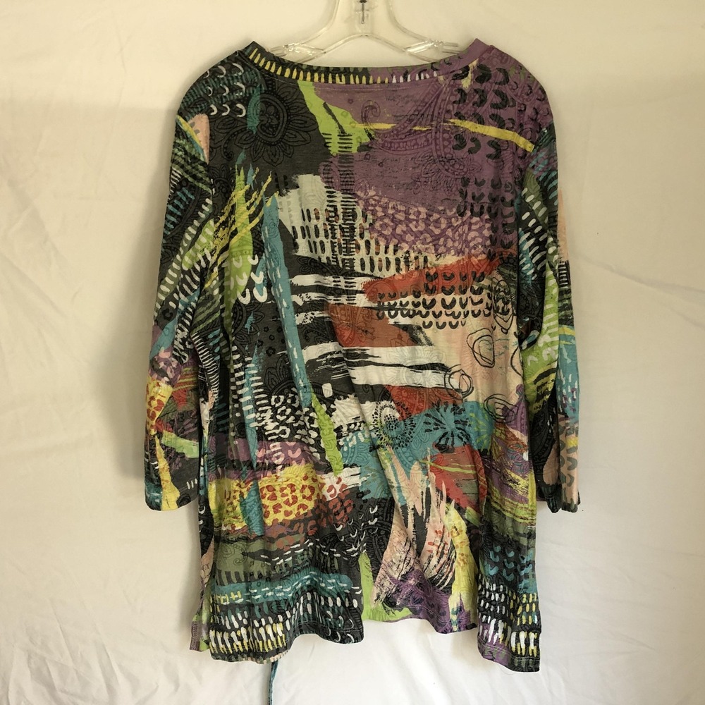 Ali Miles Shirt Womens 1X Multicolor Abstract Art Print Tunic 3/4 Sleeve Top - Picture 6 of 10